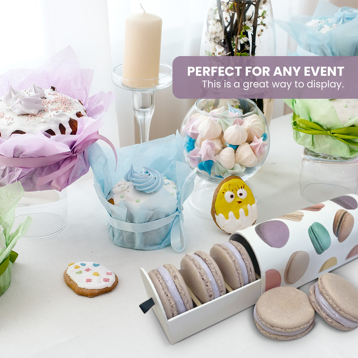 Luxury Macaron Box for Special Events with a Print, Holds 5 Macarons