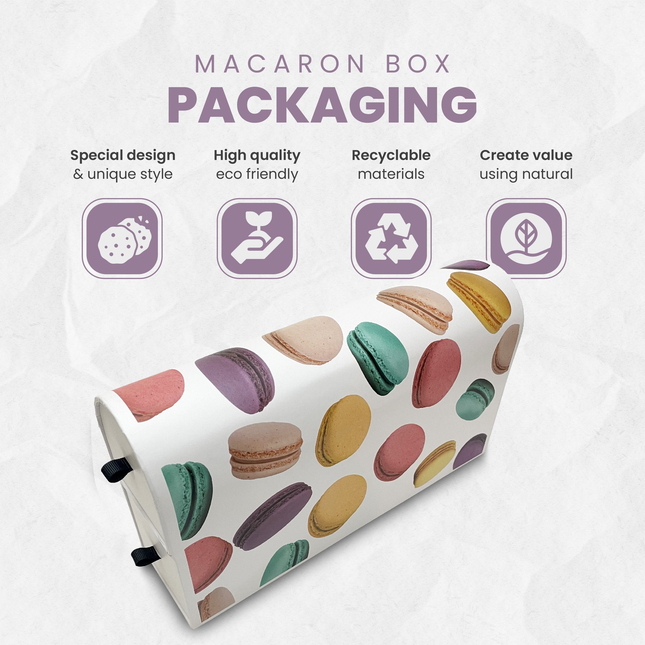 Luxury Macaron Box for Special Events with a Print, Holds 15 Macarons